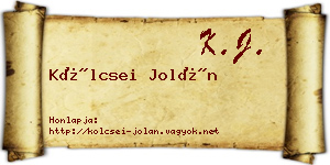 Kölcsei Jolán névjegykártya