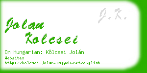jolan kolcsei business card